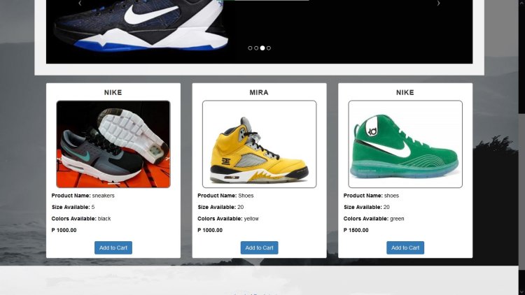 Simple online shoe store website using PHP and MYSQL with source code