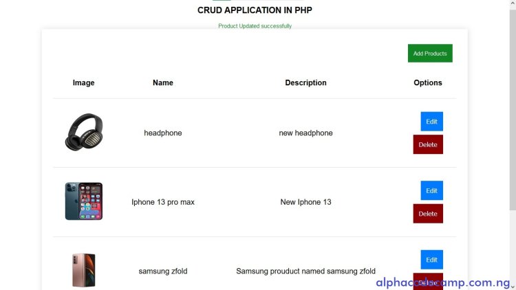 CRUD application in PHP